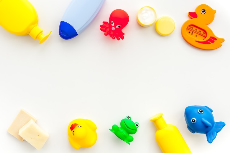 Foto cosméticos para banho e brinquedos infantis