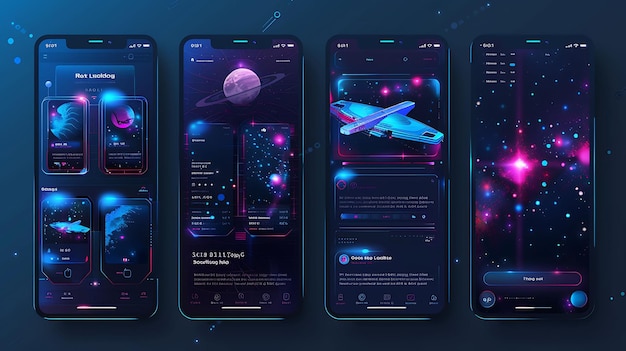 Foto cosmos cryptocurrency interoperabilidade layout móvel com co creative idea app designs de fundo