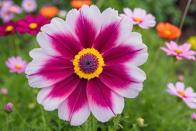 Cosmos flor colorida en el hermoso jardín