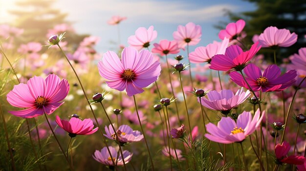 Cosmos lindas flores florescendo no jardim