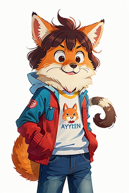 Cosplay-Fuchs-förmiger Junge, Sonnenschein, hübsche Cartoon-Anime-Tapete, Hintergrundillustration