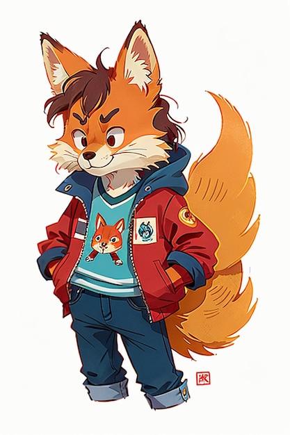 Cosplay-Fuchs-förmiger Junge, Sonnenschein, hübsche Cartoon-Anime-Tapete, Hintergrundillustration