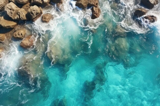 Foto costa como fondo desde la vista superior fondo de agua turquesa desde la vista superior ia generativa