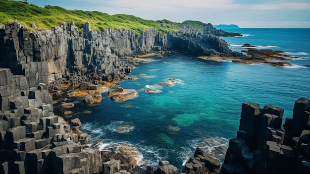 Costa de basalto, ilha de jeju, coreia do sul, fotografia de animais de estimação, imagem, arte gerada por Ai