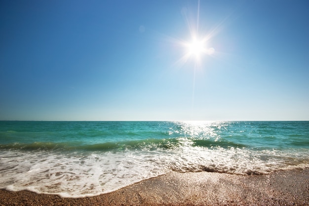 Foto costa de playa de día.