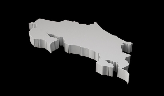 Costa Rica 3D-Karte Geographie Kartographie auf schwarzer Oberfläche 3D-Darstellung