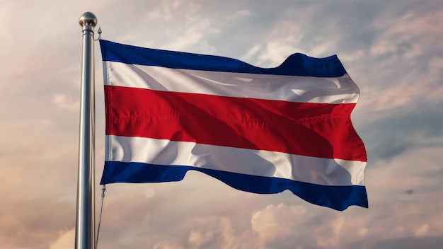 Costa Rica agitando a bandeira contra um céu nublado