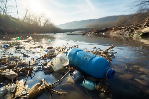 Foto costa del río con una gran cantidad de dispersos