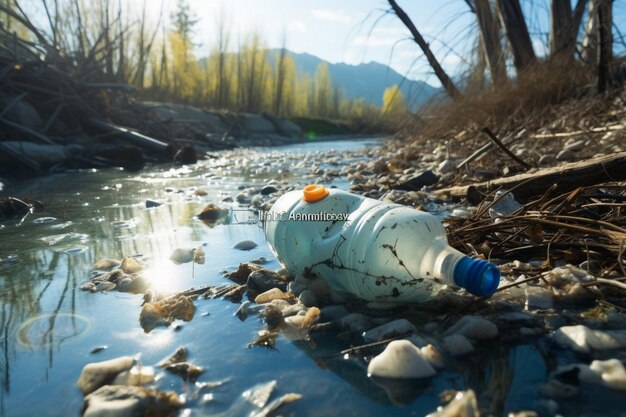 Foto costa del río con una gran cantidad de dispersos