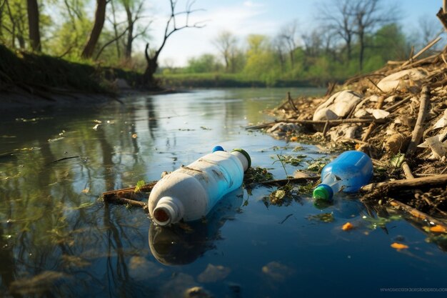 Foto costa del río con una gran cantidad de dispersos