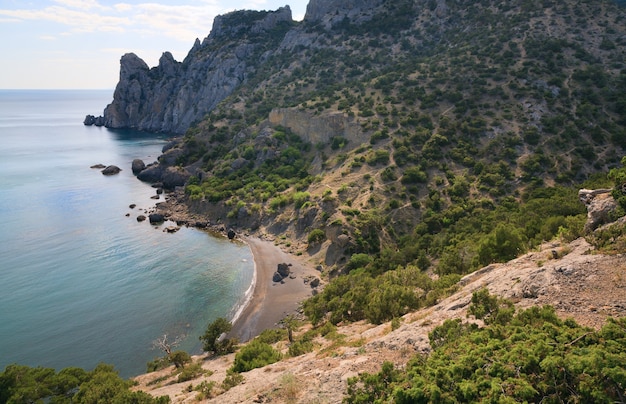 Costa rocosa (Crimea, Ucrania, reserva "Novyj Svit", cabo "Rhinoceros", "playa zarista").