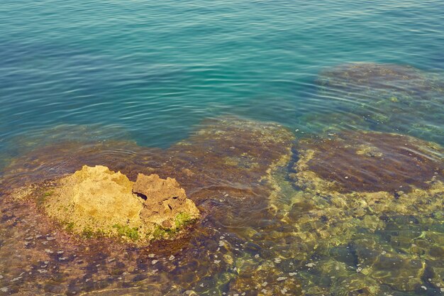 La costa rocosa del mar mediterráneo con agua turquesa