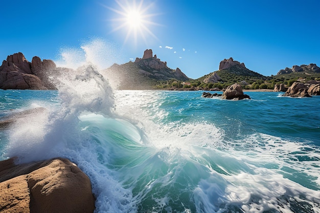 Costa rocosa con olas espectaculares