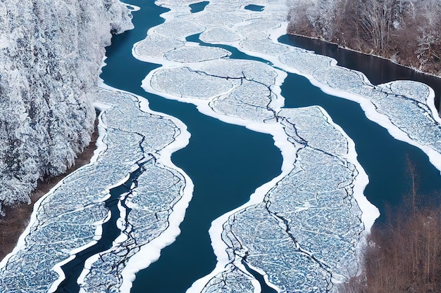 Costas aéreas de Islandia cubiertas de nieve blanca entre páramos fríos