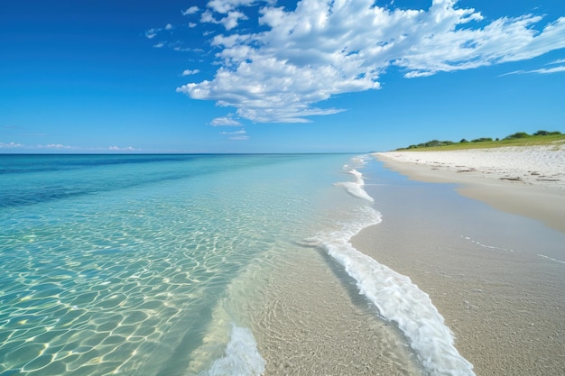 Las costas arenosas, las aguas azules y el cielo despejado pintan un día de verano perfecto.