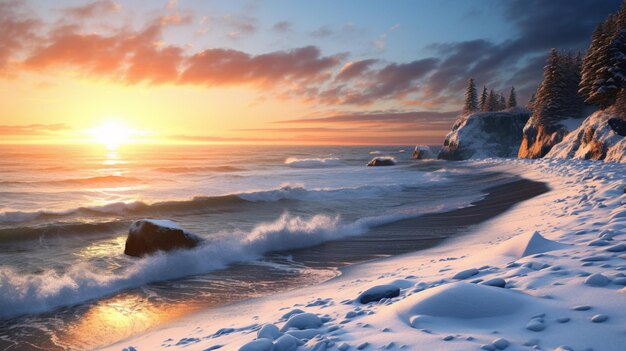 Foto costas de oceanos nevados de fundo