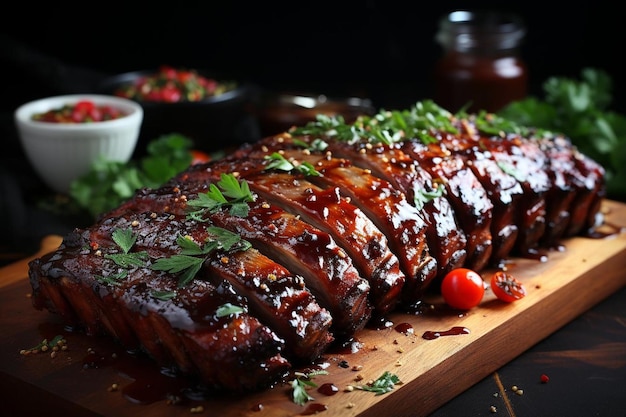 Costelas de churrasco ansiosas por serem comidas