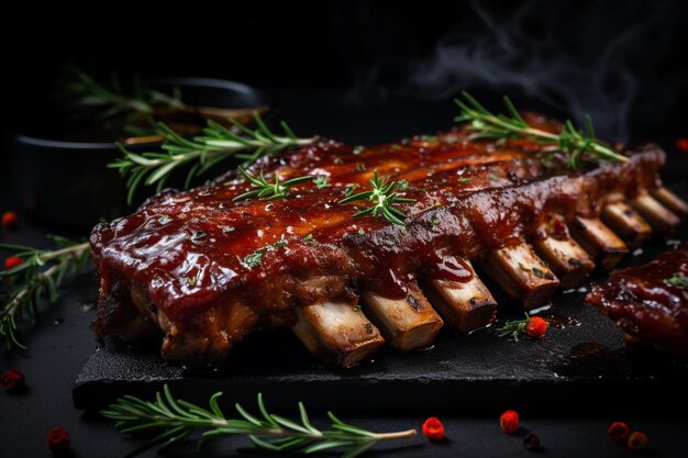 Costelas de churrasco saborosas com um toque de fumo