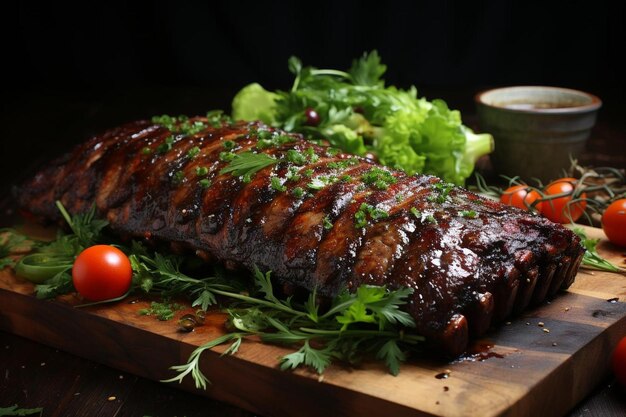 Foto costelas de churrasco sufocadas em vinagre de maçã picante