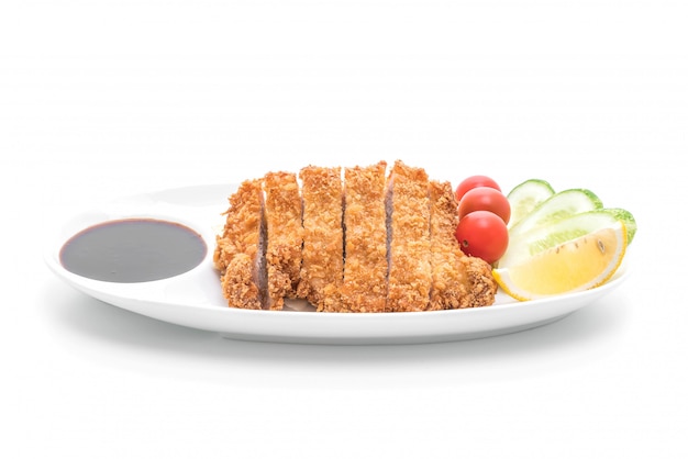 Costeleta de carne de porco frita japonesa (tonkatsu conjunto)