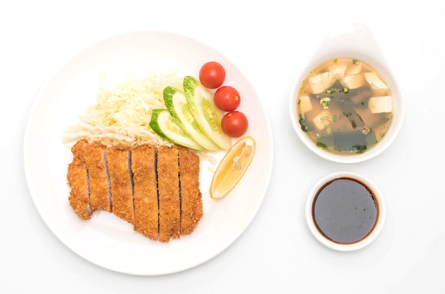 Costeleta de porco frita japonesa profunda (conjunto de tonkatsu)