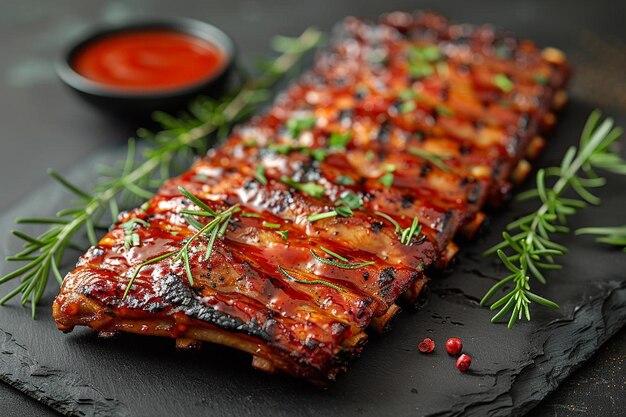 Foto las costillas de barbacoa suculentas son una bendición.