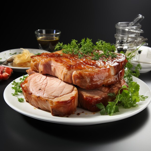 Costillas de carne asada con romero, rucola y especias