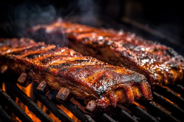 Foto las costillas de carne a la parrilla brasileñas