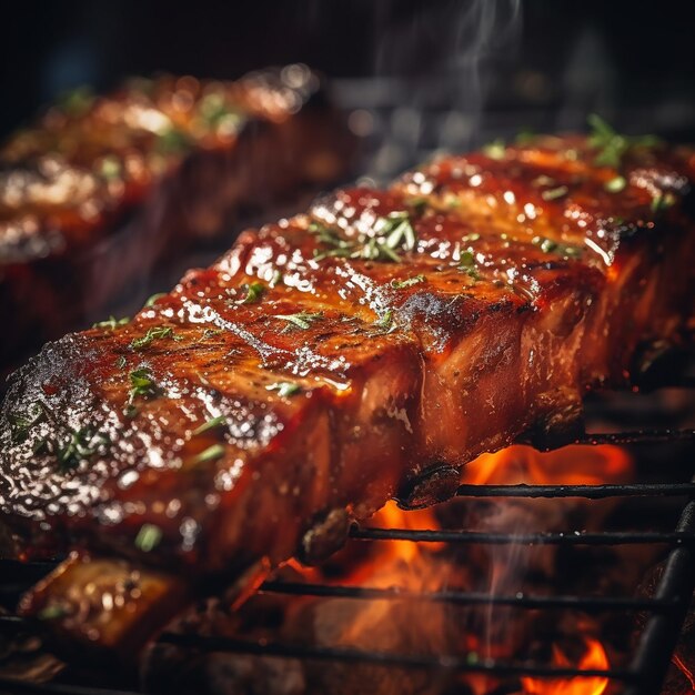 Foto las costillas de carne a la parrilla brasileñas