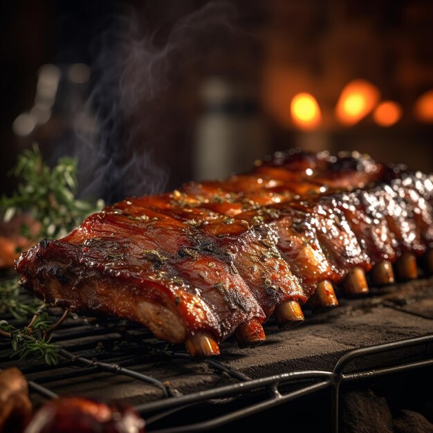 Foto las costillas de carne a la parrilla brasileñas