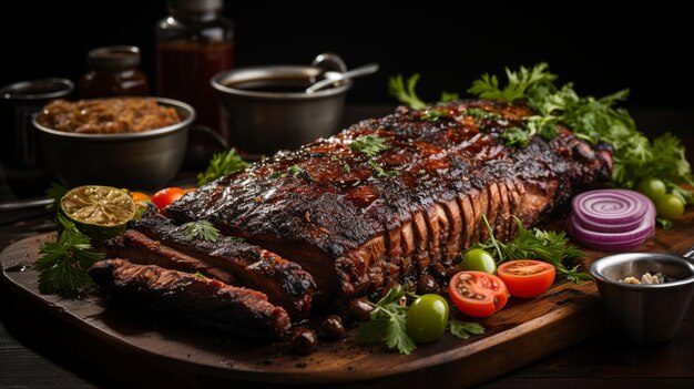 Foto costillas de carne a la parrilla con hierbas y especias