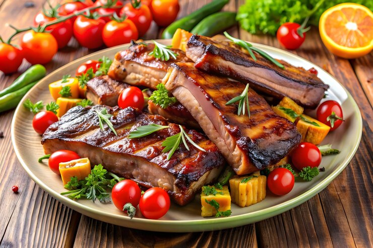 Costillas de carne con verduras