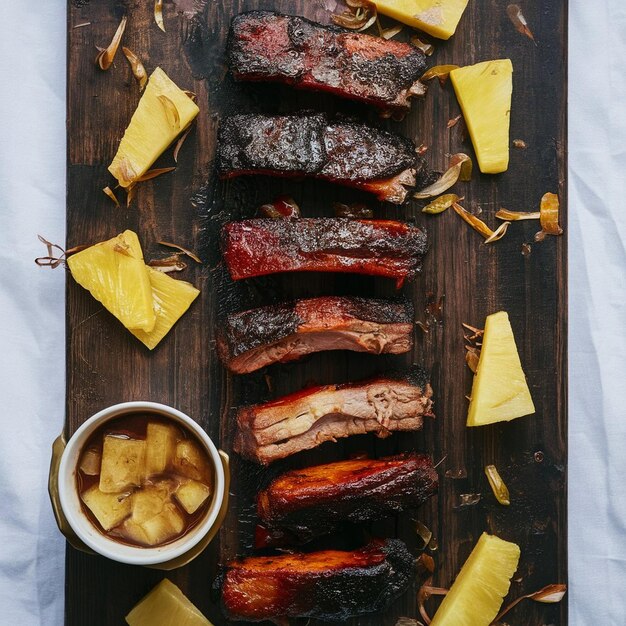 Foto costillas de cerdo ahumadas con glaseado de borbón de piña