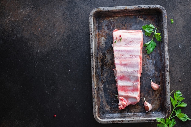 Costillas de cerdo cruda carne fresca con hueso carne de res o cordero comida saludable