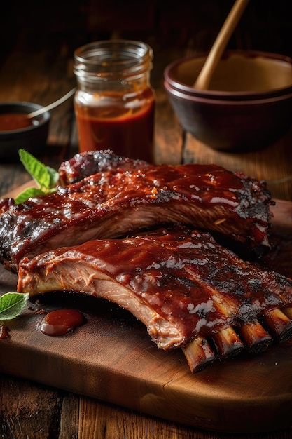 costillas de cerdo gruesas y ahumadas