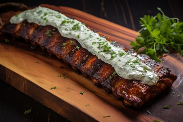 Costillas frescas a la parrilla y salsa de jalapeno