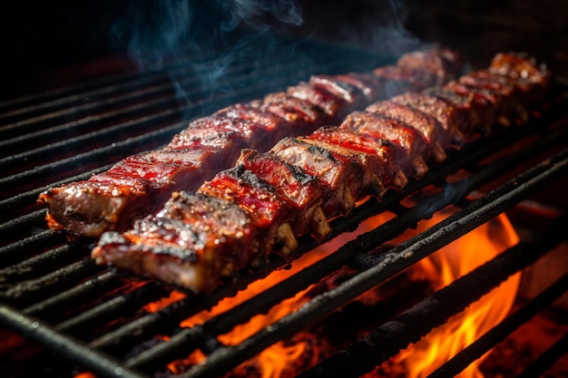 Costillas en una parrilla