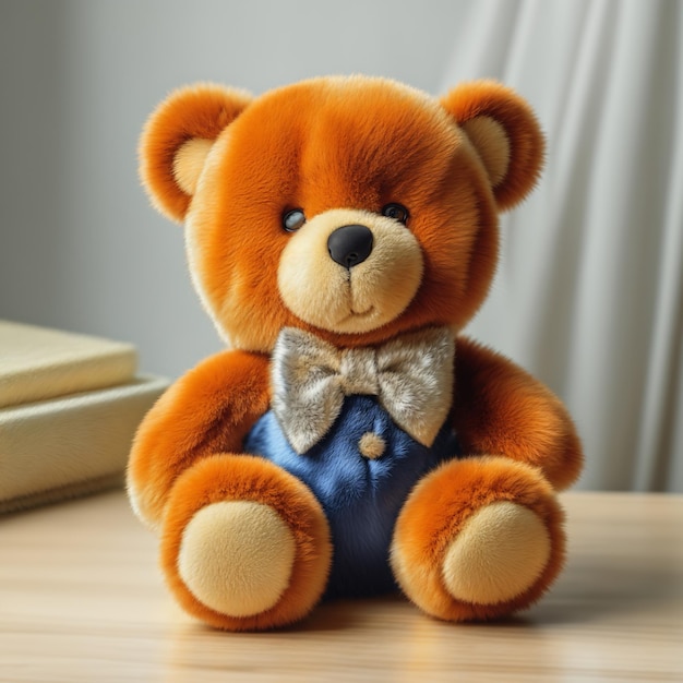 Cosy Teddy Companion Oso naranja con chaleco azul