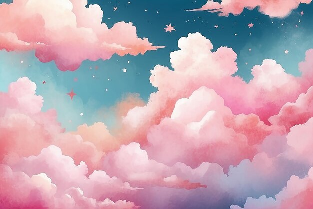 Cotão de açúcar nuvens cor-de-rosa fundo de design vetorial fundo de conto de fadas glamour