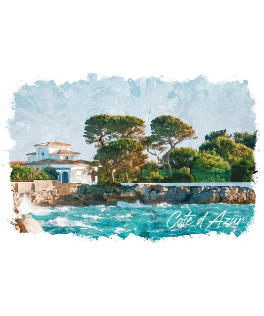 Foto cote d'azur aquarela vista