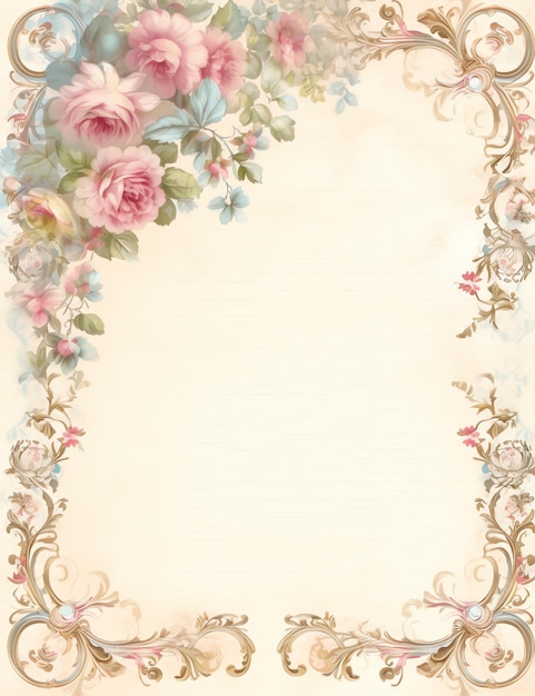 Cottagecore Flower papel rayado papel antiguo papel digital vintage