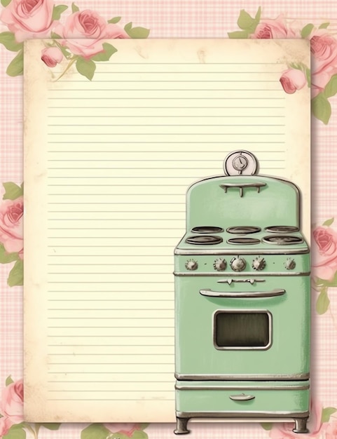 Cottagecore Kitchen liniertes Papier, altes Papier, Vintage-Digitalpapier