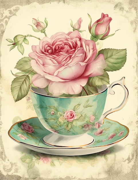 Cottagecore Tea altes Papier Vintage digitales Papier