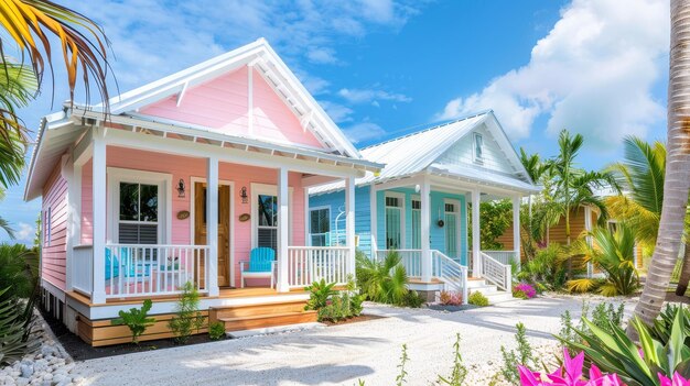 Foto cottages costeiros com brisas oceânicas ilustração gerada por ia