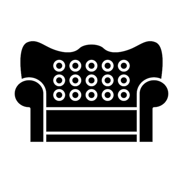 Couch-Glyphe, solide schwarze Illustration