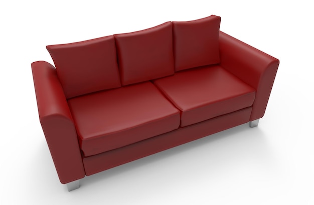 Couch rot isoliert Abbildung 3d