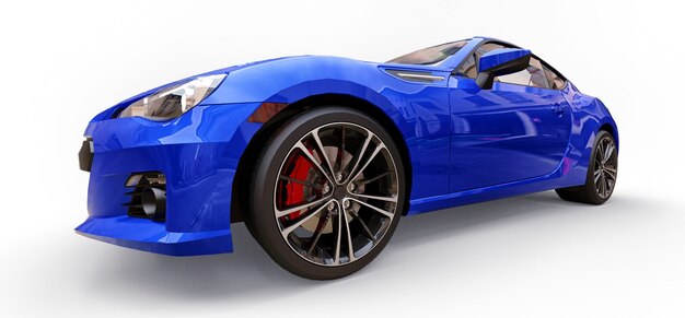 Coupé azul para carro esportivo pequeno. Renderização 3D.