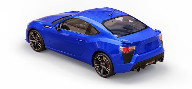 Coupé azul para carro esportivo pequeno. Renderização 3D.