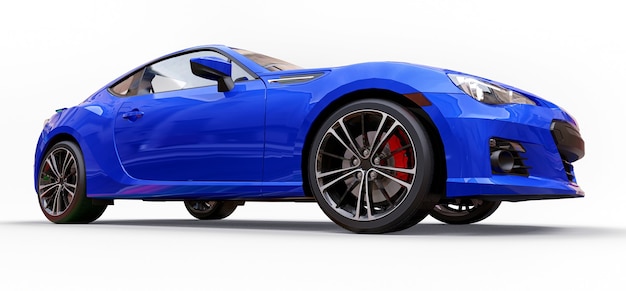 Coupé azul para carro esportivo pequeno. Renderização 3D.