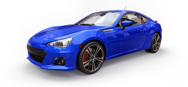 Coupé azul para carro esportivo pequeno. Renderização 3D.